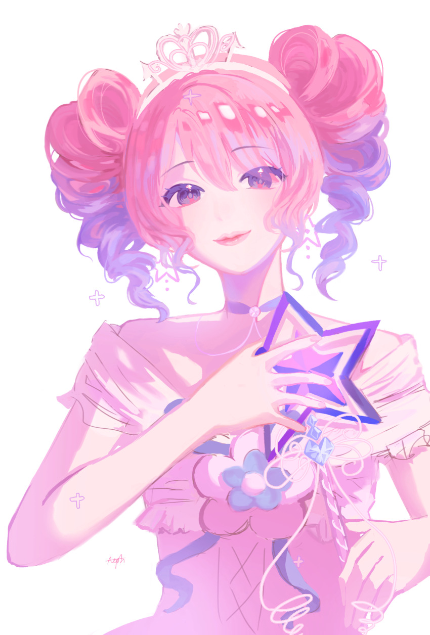 1girl, aeph0417, black_eyes, brooch, choker, closed_mouth, commentary, cross-laced_clothes