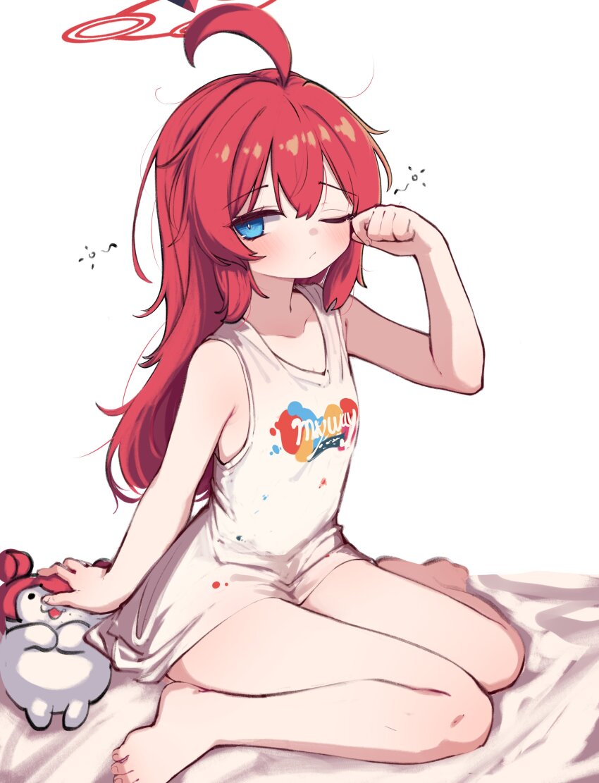 1girl, absurdres, ahoge, alternate_costume, arm_up, armpit_crease, bare_arms, bare_legs