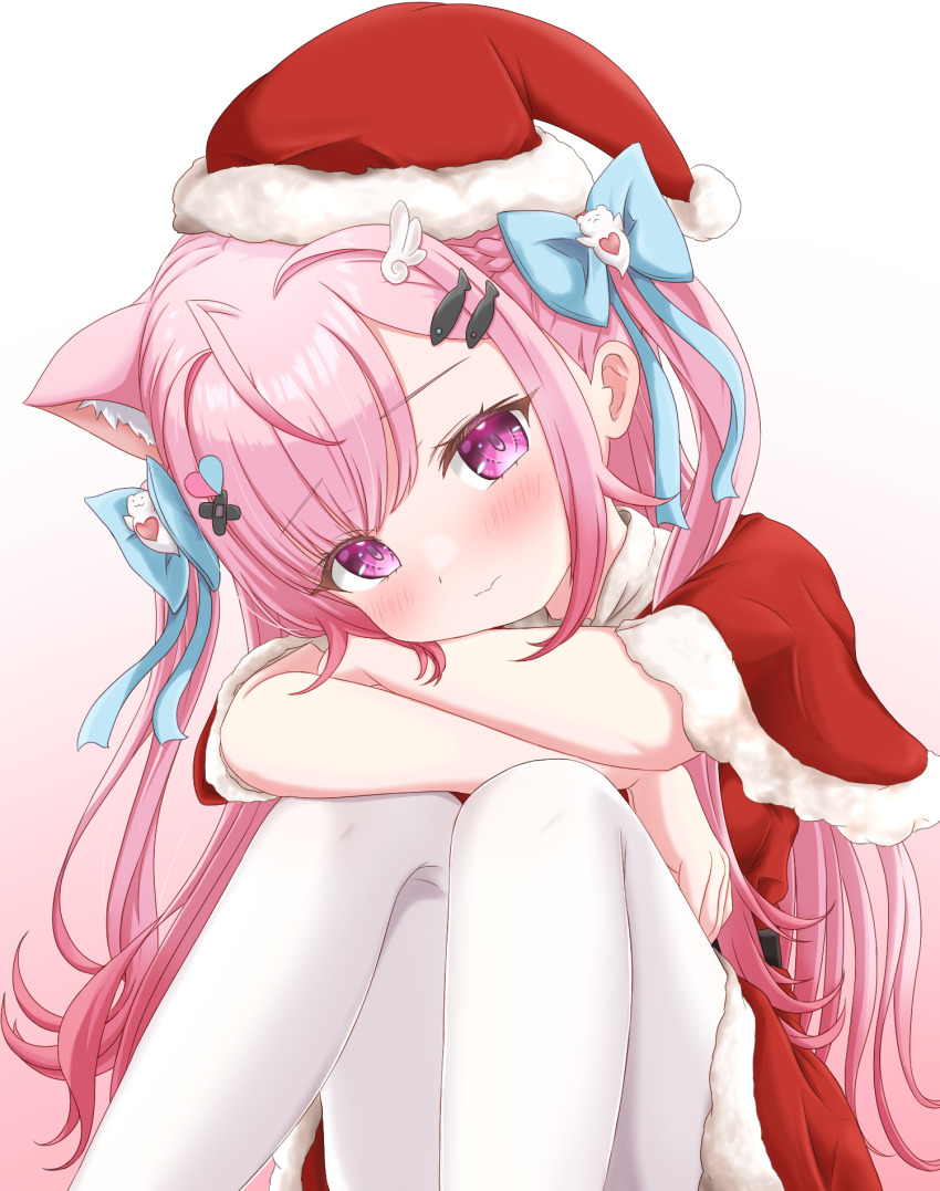 1girl, ahoge, alternate_costume, animal_ear_fluff, animal_ears, bandaid, bandaid_hair_ornament, blue_bow