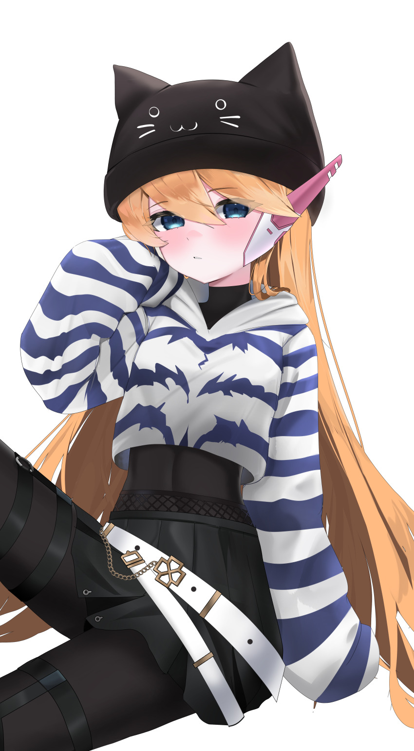 1girl, abs, absurdres, alternate_costume, alternate_hairstyle, animal_hat, beanie, belt