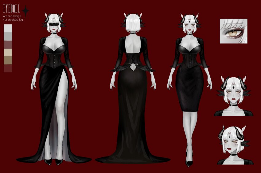 1girl, absurdres, animated, artist_name, back_cutout, backless_dress, backless_outfit, black_horns