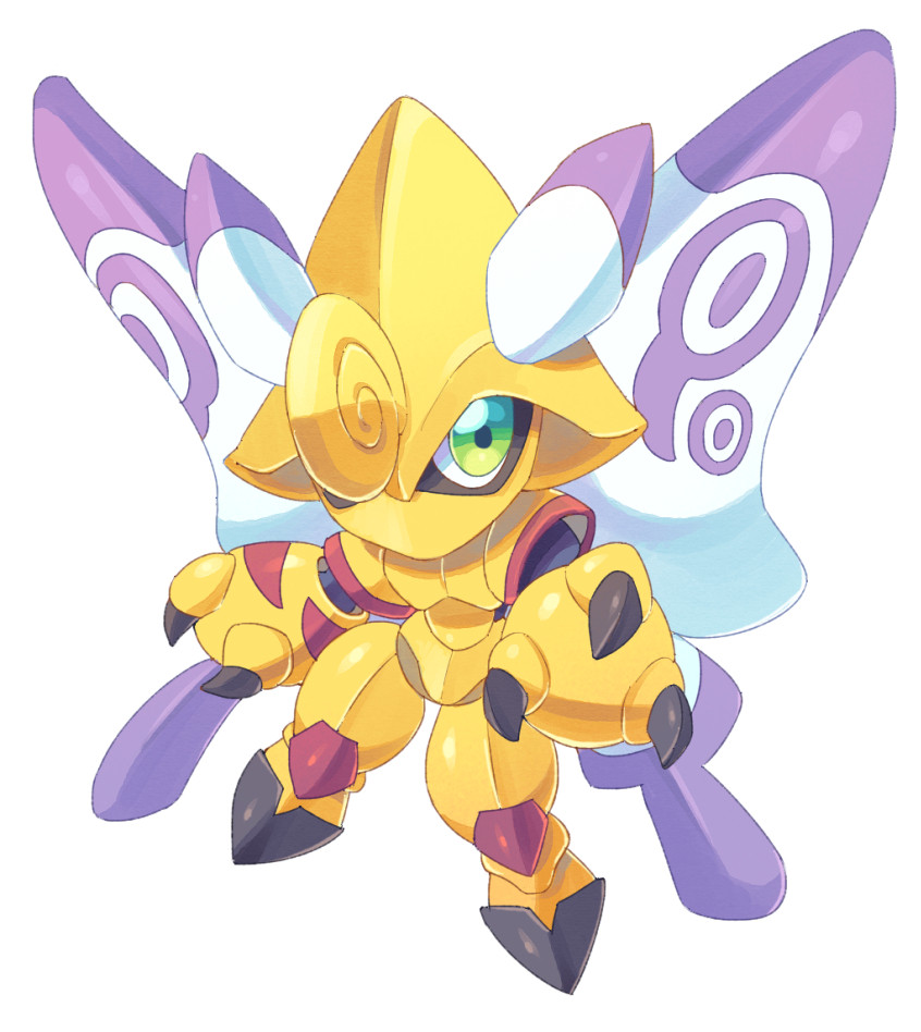 armor, butterflamon, digimon, digimon_(creature), digimon_adventure_02, green_eyes, solo, wings