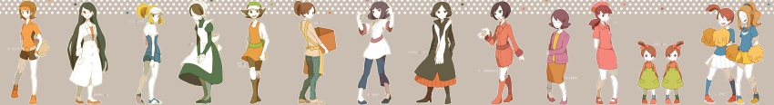 10s, 6+girls, absurdres, backers_(pokemon), cheerleader, closed_eyes, coat, cyclist_(pokemon)