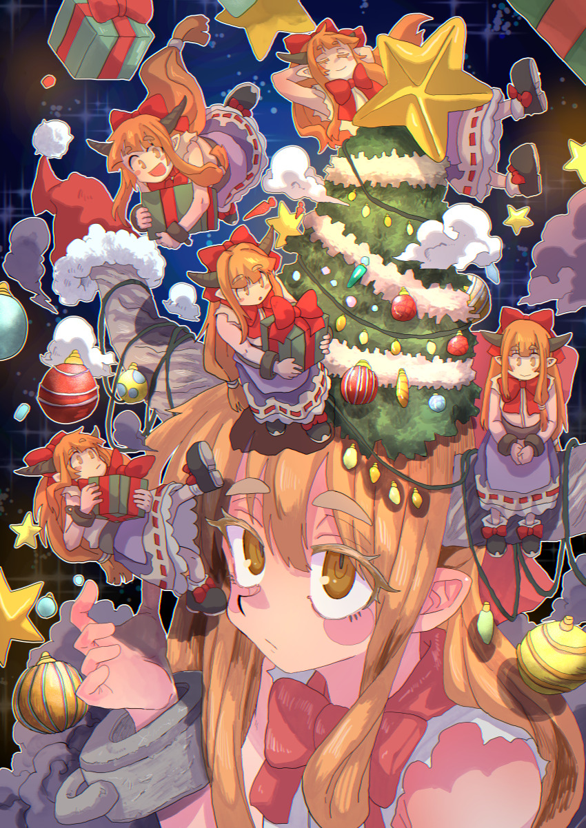 6+girls, absurdres, belt, black_belt, black_footwear, blonde_hair, blunt_bangs, blush_stickers