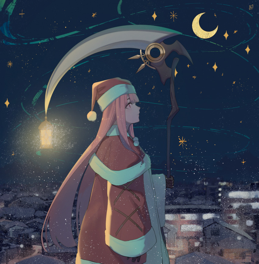 1girl, absurdres, alternate_costume, arm_at_side, black_gloves, capelet, christmas, coat