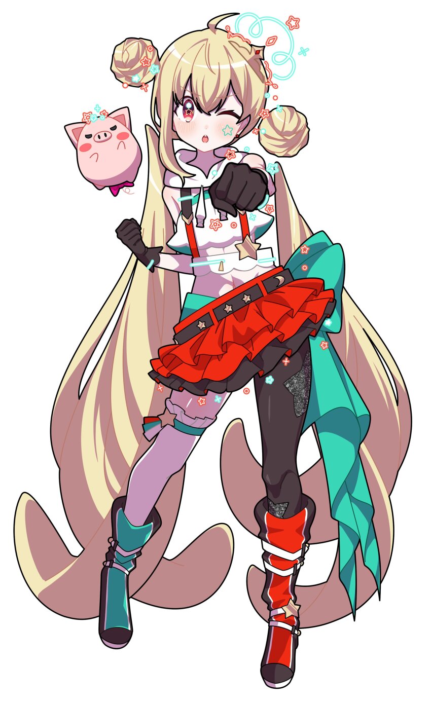 1girl, :o, absurdres, ahoge, asymmetrical_legwear, bare_shoulders, belt, black_gloves