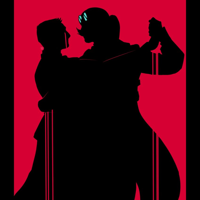 2boys, agent_stone, bleeding, blood, cape, cowboy_shot, dancing, dr._eggman