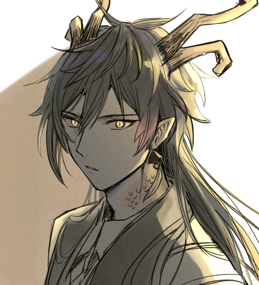 1boy, dragon_horns, dragon_scales, genshin_impact, gils3105, highres, horns, image_sample