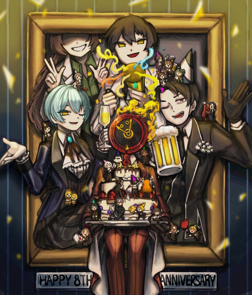 >_<, 1other, 6+boys, 6+girls, angela_(project_moon), ayin_(project_moon), binah_(project_moon), black_eyes