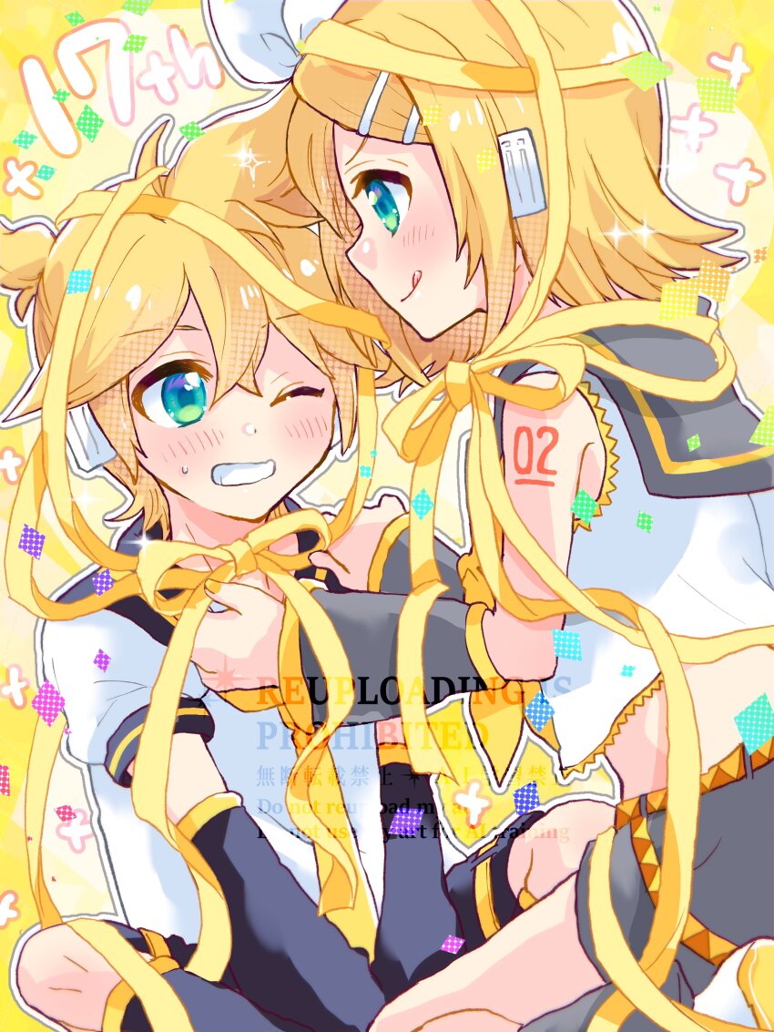 1boy, 1girl, :q, absurdres, anniversary, aqua_eyes, arm_tattoo, black_sailor_collar