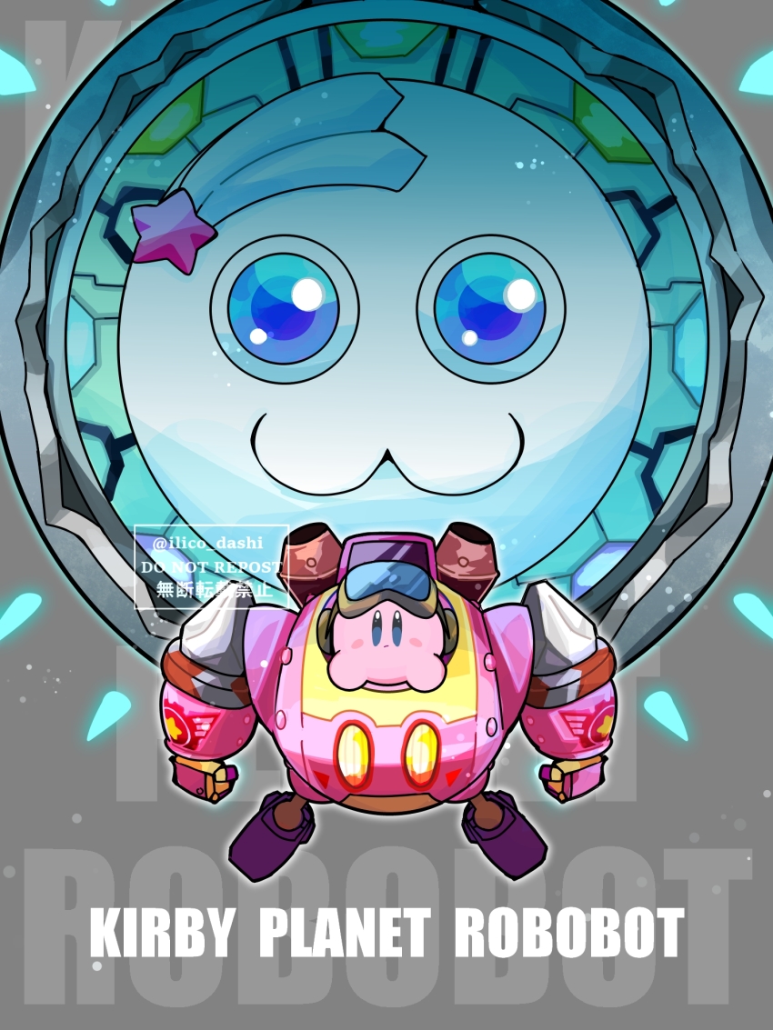 :3, blue_eyes, blush_stickers, colored_skin, copyright_name, goggles, goggles_on_head, highres