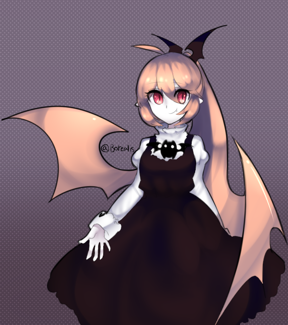 1girl, black_dress, borealis-3, demon_girl, demon_wings, dress, funamusea, haiiro_teien