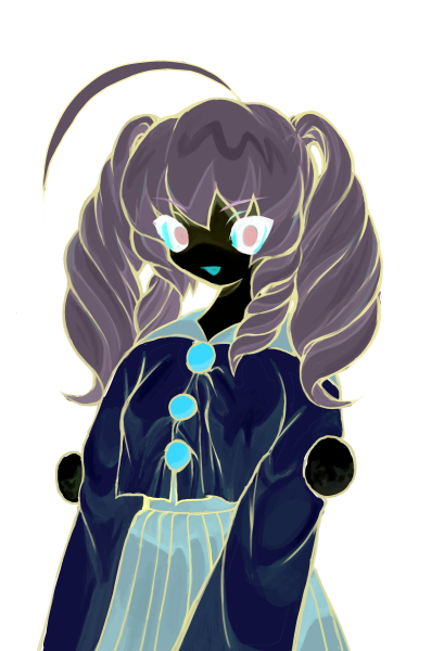 ahoge, black_skin, colored_skin, conja, drill_hair, heartlovepowertemple, large_buttons, large_variant_set