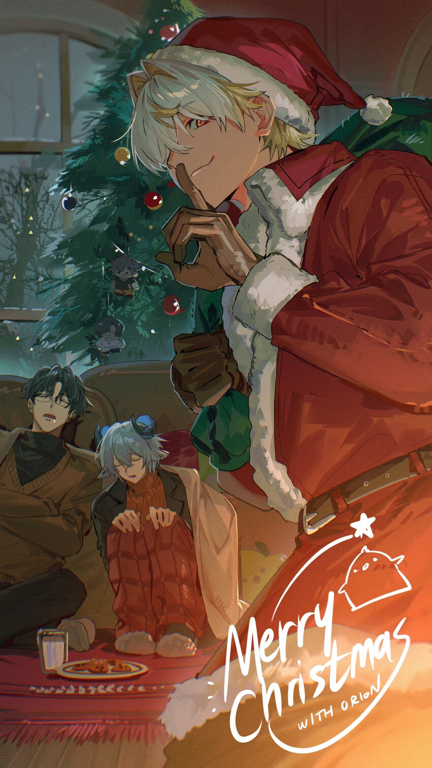 3boys, absurdres, algorhythm_project, baabel_(algorhythm_project), belt, black_hair, black_jacket, black_pants