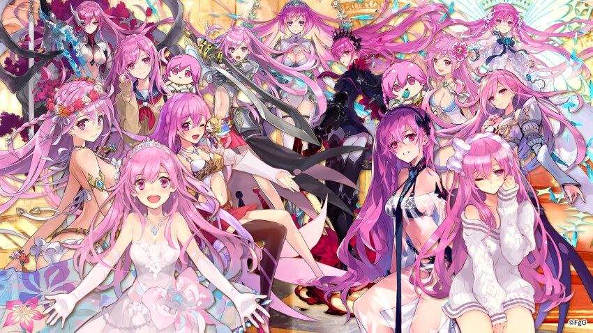 2girls, aged_down, armor, bikini, bikini_skirt, black_bikini, blue_sailor_collar, brown_cardigan