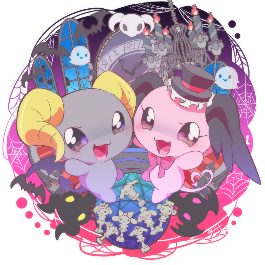 1boy, 1girl, azuki_(cinnamoroll), berry_(sanrio), black_skin, character_doll, cherry_(sanrio), chess_piece