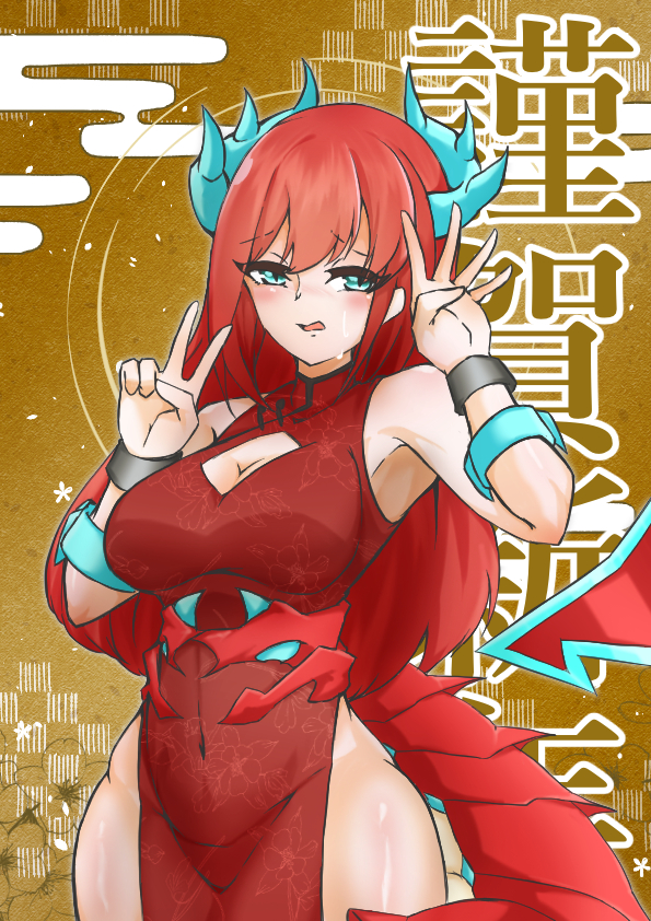 1girl, blue_eyes, blush, breasts, china_dress, chinese_clothes, cleavage, cleavage_cutout