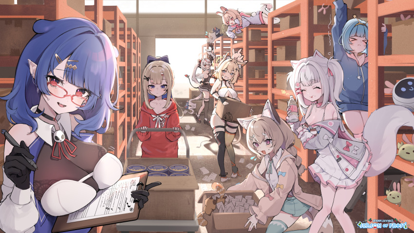 >_<, 6+girls, absurdres, amanogawa_shiina, amanogawa_shiina_(crab), animal_ear_fluff, animal_ears, artist_request