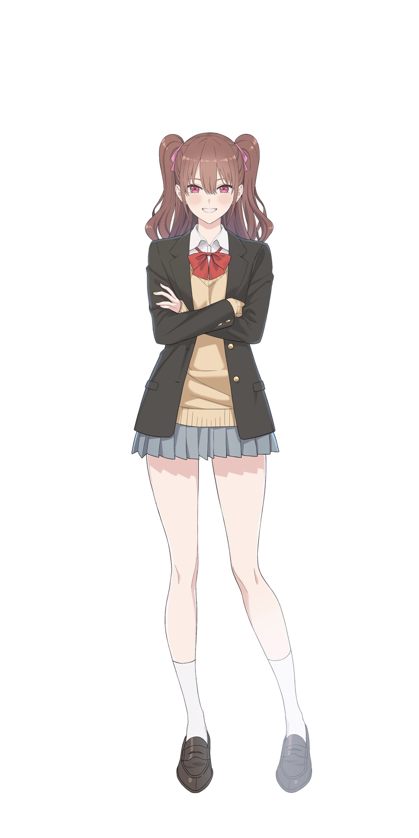 1girl, 2.5_jigen_no_ririsa, 2.5_jigen_no_ririsa_tenshitachi_no_stage, absurdres, black_jacket, blazer, bow, bowtie