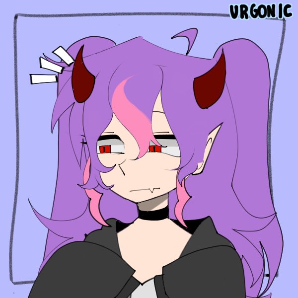 1girl, ahoge, artist_request, black_choker, black_hoodie, blue_background, choker, closed_mouth