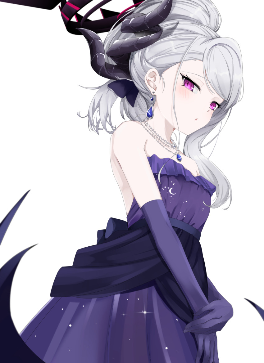 1girl, bare_shoulders, black_halo, blue_archive, blush, breasts, collarbone, commentary_request