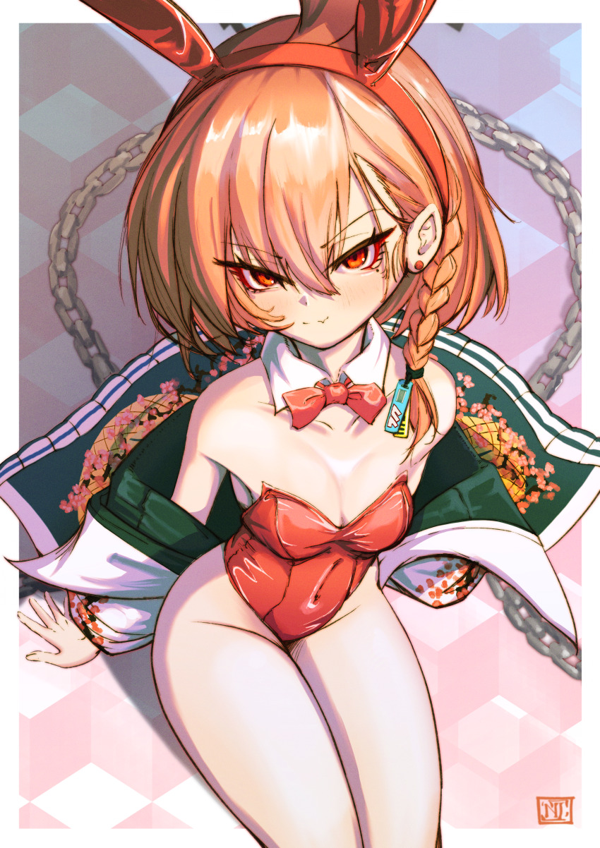 1girl, absurdres, ahoge, animal_ears, asymmetrical_hair, blue_archive, bow, bowtie