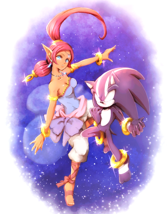 1boy, 1girl, aqua_eyes, armlet, bangle, bare_shoulders, bow, bracelet