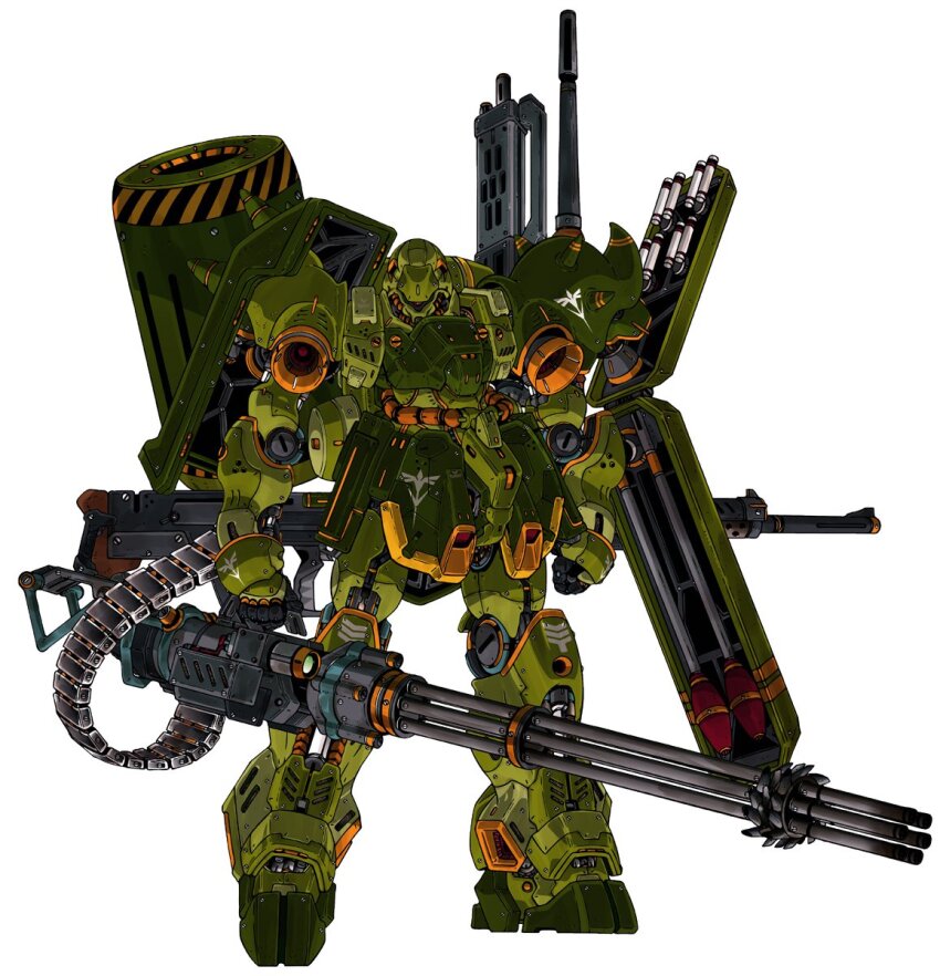 arms_at_sides, beam_gun, beam_rifle, chain_gun, char's_counterattack, clenched_hand, commentary_request, energy_gun