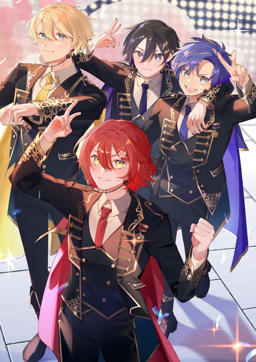 >:), 4boys, :d, absurdres, anniversary, arm_around_shoulder, astel_leda, bishounen