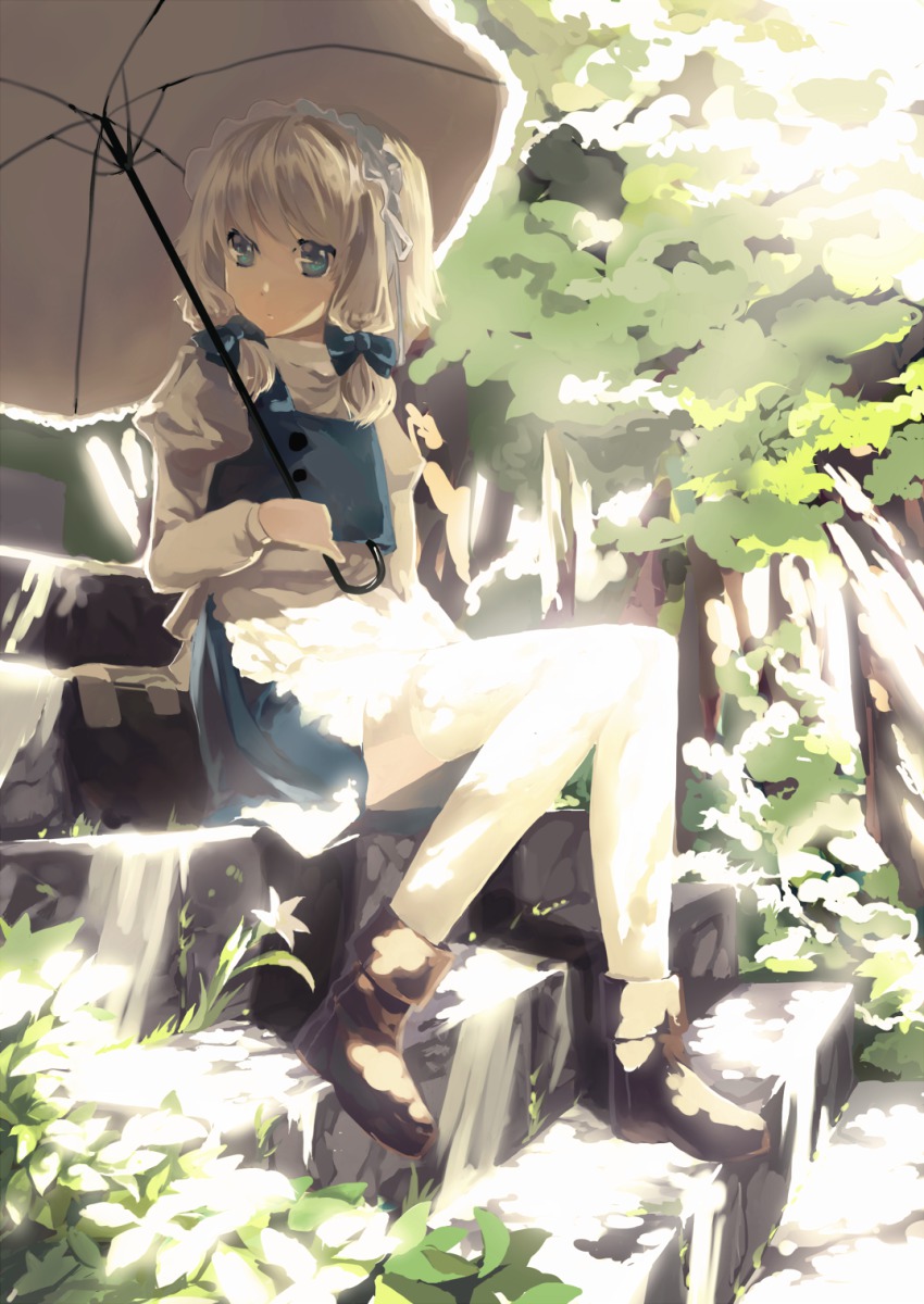 1girl, blue_eyes, bow, braid, female_focus, full_body, hair_bow, highres