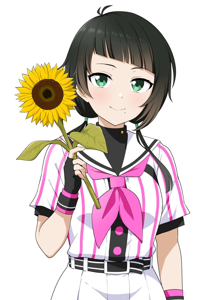 1girl, barkhorn0331, baseball_uniform, belt, belt_buckle, black_belt, black_gloves, black_hair