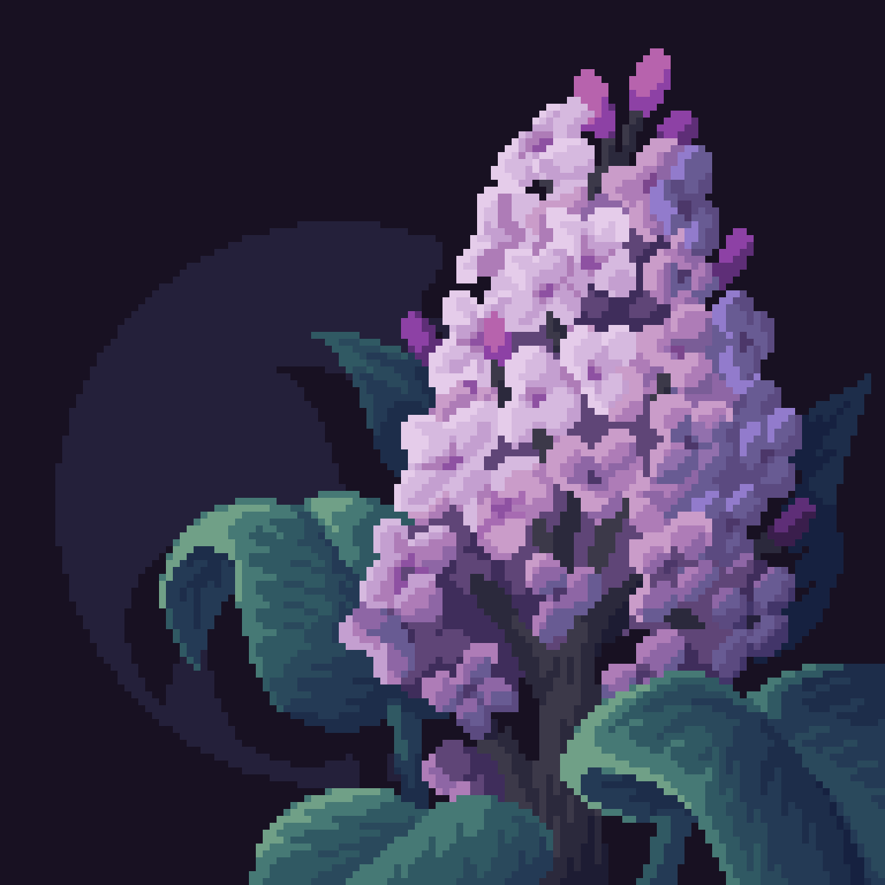 black_background, flower, highres, leaf, lilac, louispretends, no_humans, original