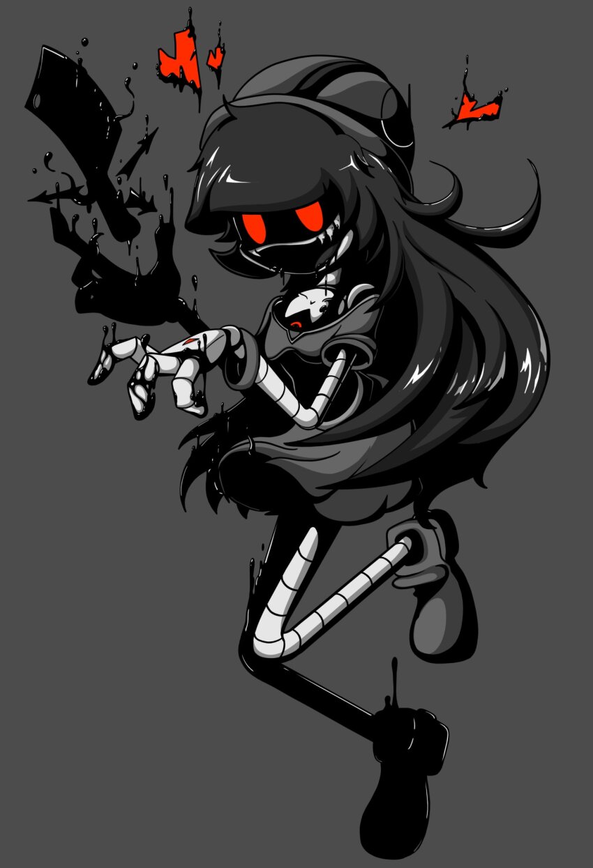 1girl, absolute_solver_(murder_drones), android, bracelet, cleaver, commentary, concept_art, doll_(murder_drones)