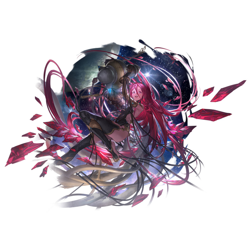 1girl, backless_outfit, bare_shoulders, dark_skin, gauntlets, granblue_fantasy, long_hair, looking_at_viewer