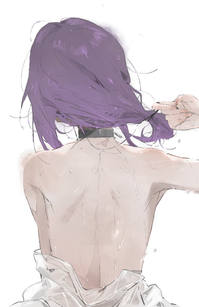 1girl, back, black_choker, chainsaw_man, choker, facing_away, from_behind, highres