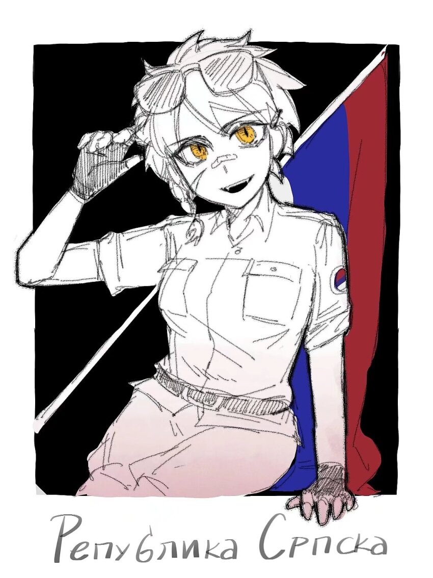 1girl, bandaid, bandaid_on_face, bandaid_on_nose, bosnian_war, braid, chen_feng_(slbdofcl), dynamic_pose