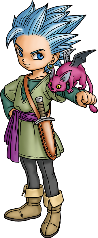 1boy, 1girl, aged_down, bat_wings, black_pants, blue_eyes, blue_hair, boots