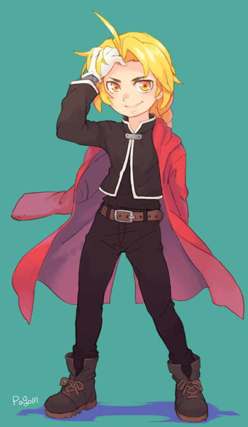 1boy, ahoge, belt, black_jacket, black_pants, blonde_hair, blue_background, boots
