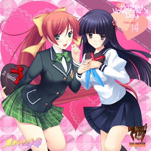 2girls, black_eyes, black_hair, blazer, blue_hair, blush, bow, bowtie