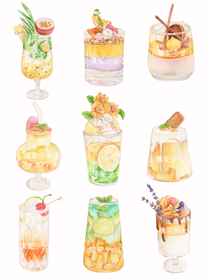 alcohol, artist_name, cherry, chinese_commentary, chocolate_syrup, cinnamon_stick, commentary_request, cookie