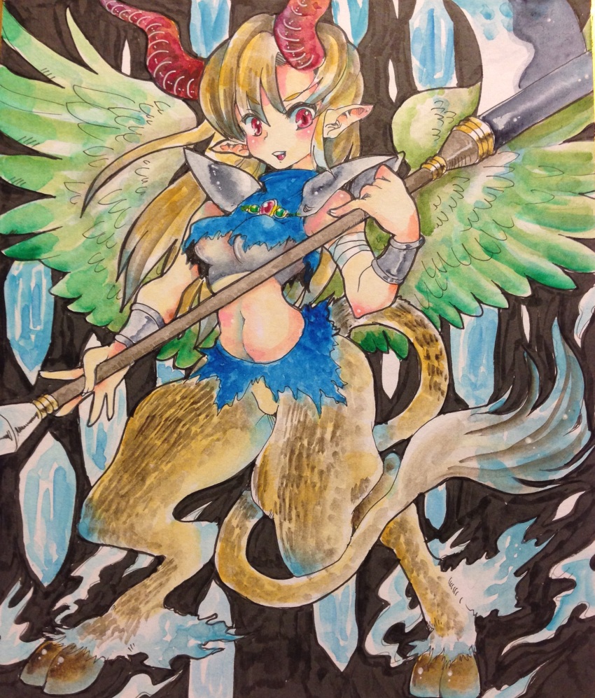 1girl, absurdres, armor, bandaged_arm, bandages, blonde_hair, blue_fire, blue_shirt