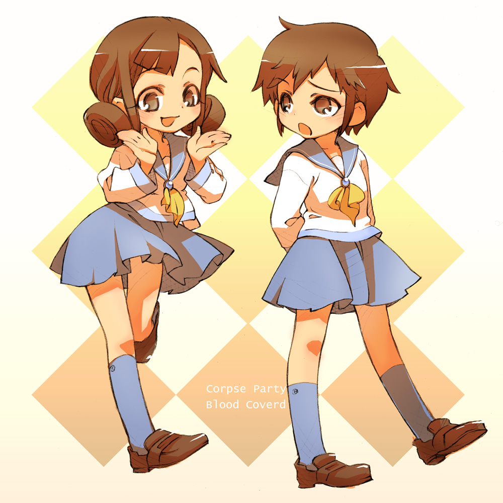 2girls, alba_(ep), alba_epron, brown_eyes, brown_hair, copyright_name, corpse_party, curly_hair