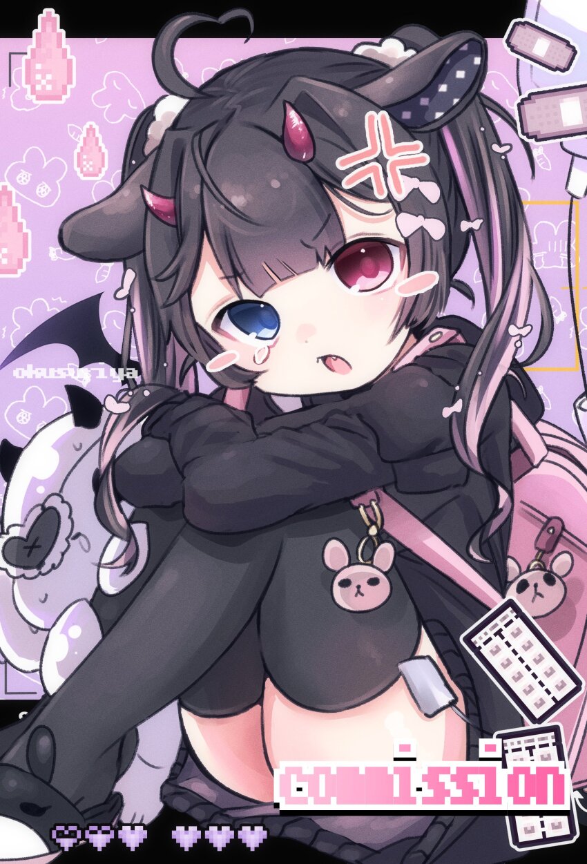 1girl, 1other, absurdres, ahoge, anger_vein, angry, character_request, commission