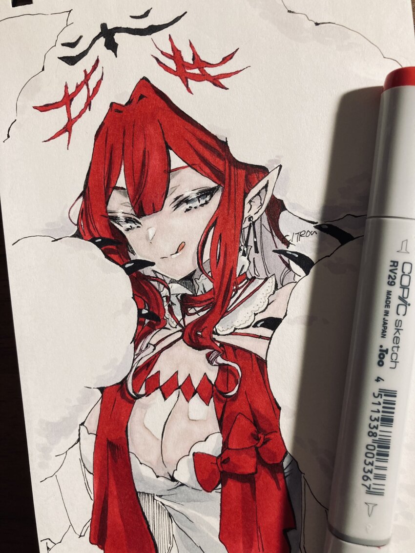 1girl, :q, baobhan_sith_(fate), baobhan_sith_(swimsuit_pretender)_(first_ascension)_(fate), blunt_bangs, breasts, cernunnos_(fate), character_hood