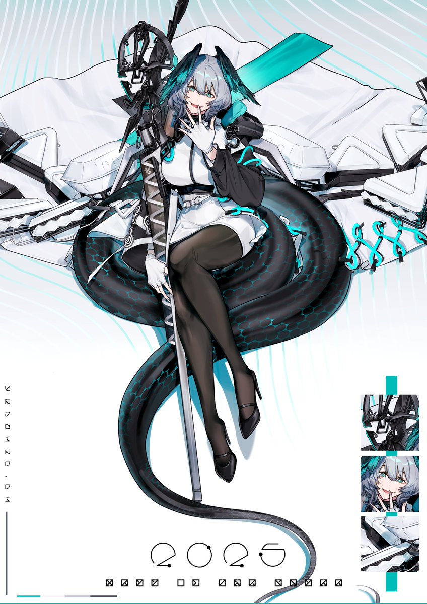 1girl, arknights, black_footwear, black_pantyhose, black_sleeves, breasts, coat, commentary