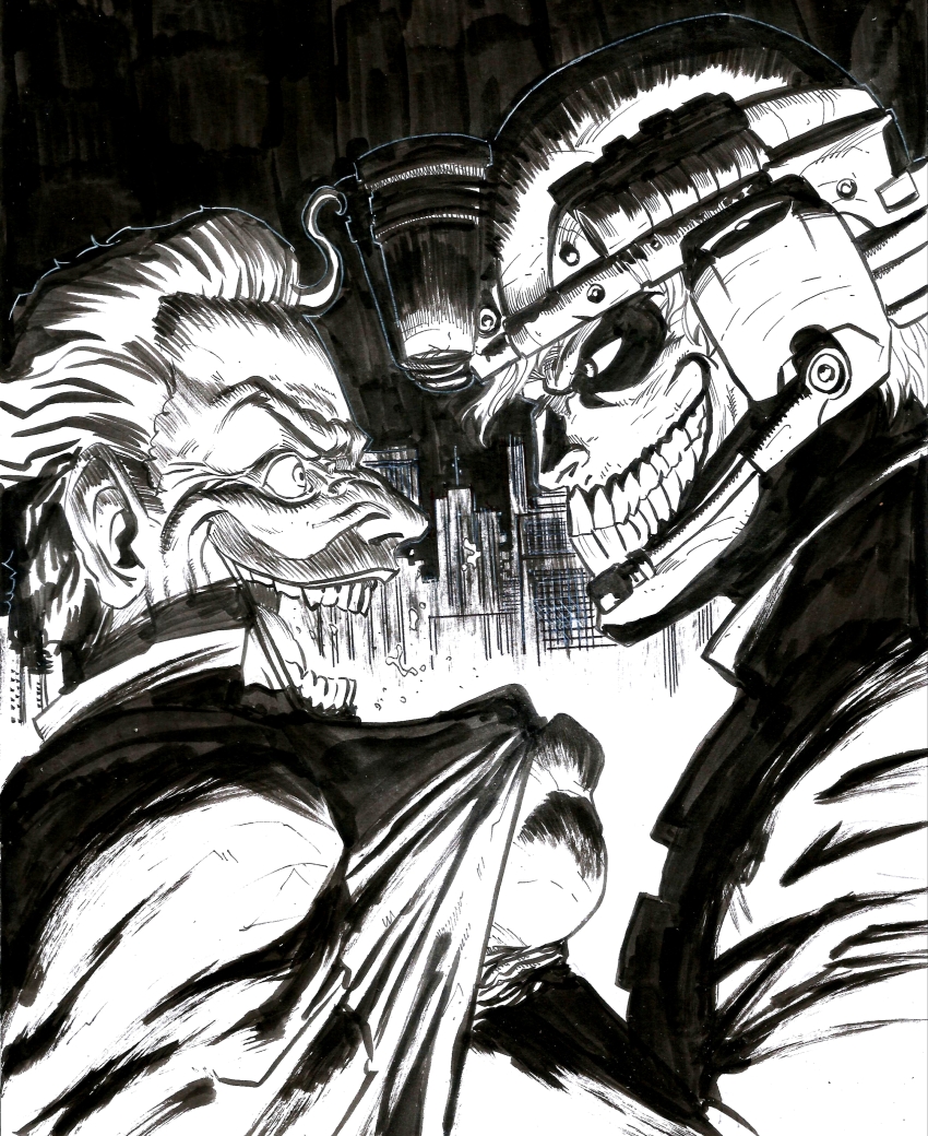 absurdres, comic, crossover, dc_comics, highres, killer_hunts_killer, monster_boy, red_colter