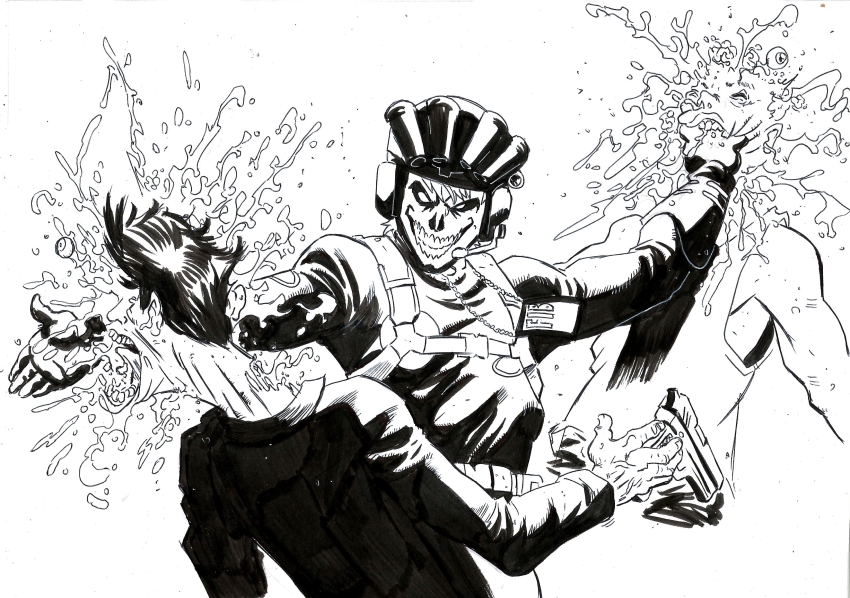 absurdres, blood, comic, highres, killer_hunts_killer, monster_boy, psychotic, red_colter