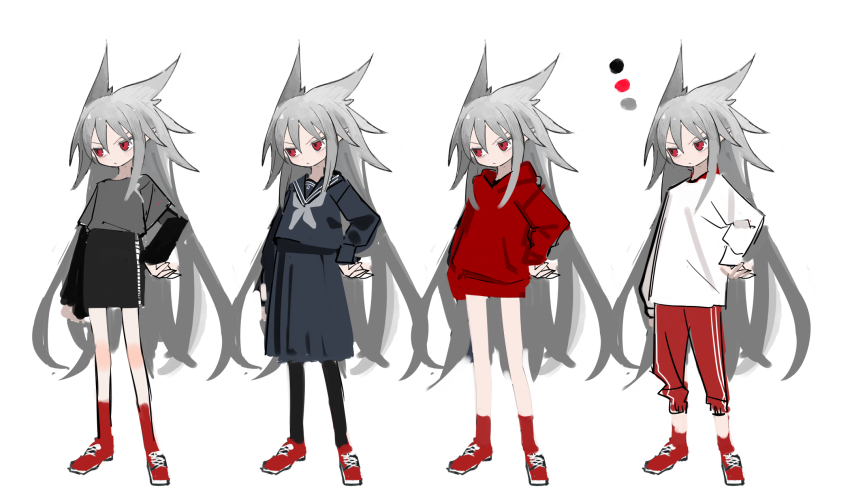 1girl, abysmal, black_pantyhose, black_sailor_collar, black_serafuku, black_shirt, black_skirt, closed_mouth