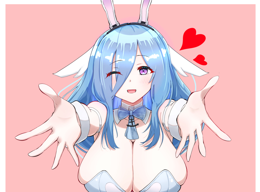 1girl, anchor_pendant, animal_ears, argar_demo, arm_strap, azur_lane, blue_bow, blue_bowtie