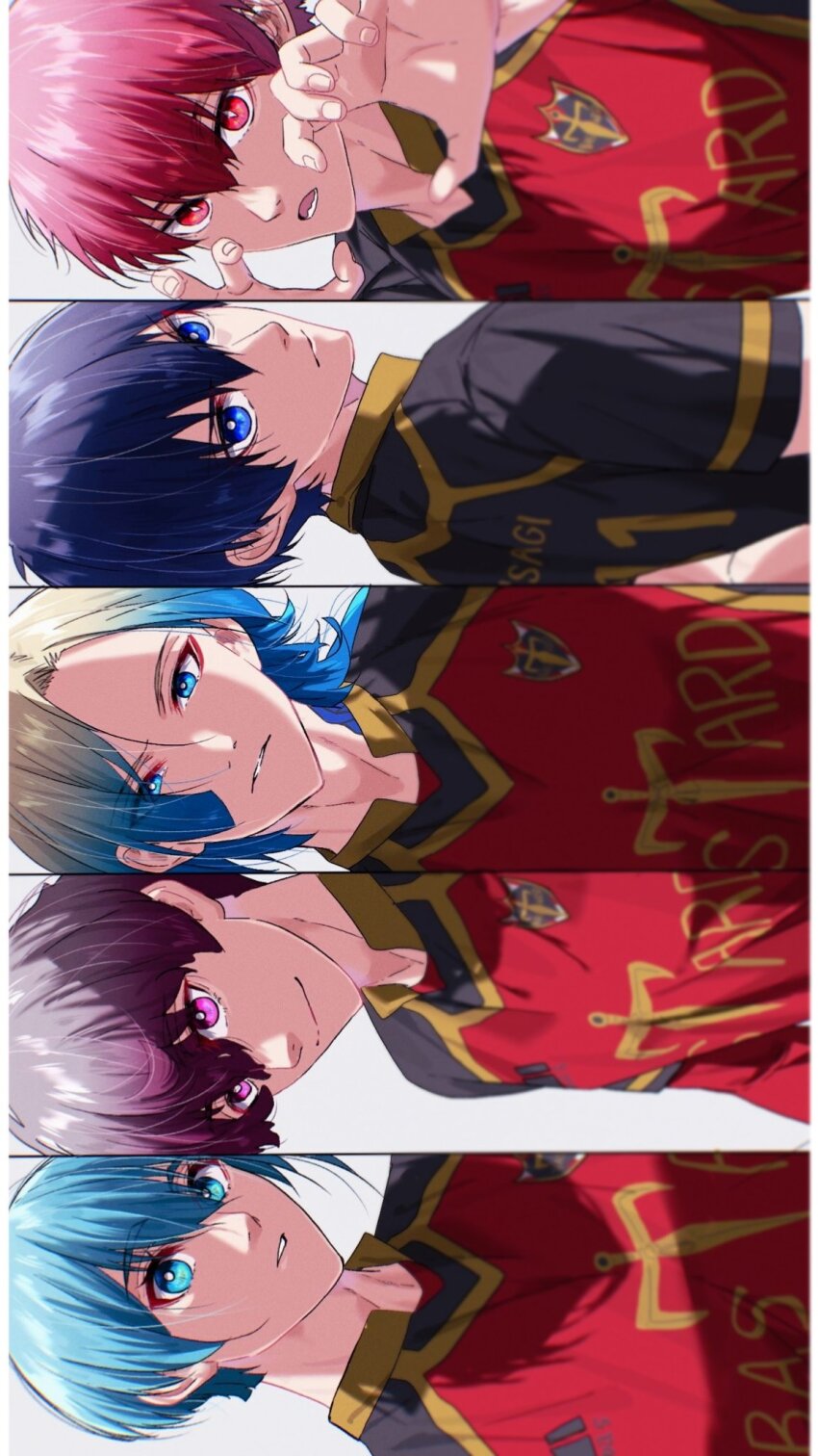 5boys, alexis_ness, bishounen, bl_111252, blonde_hair, blue_eyes, blue_hair, blue_lock
